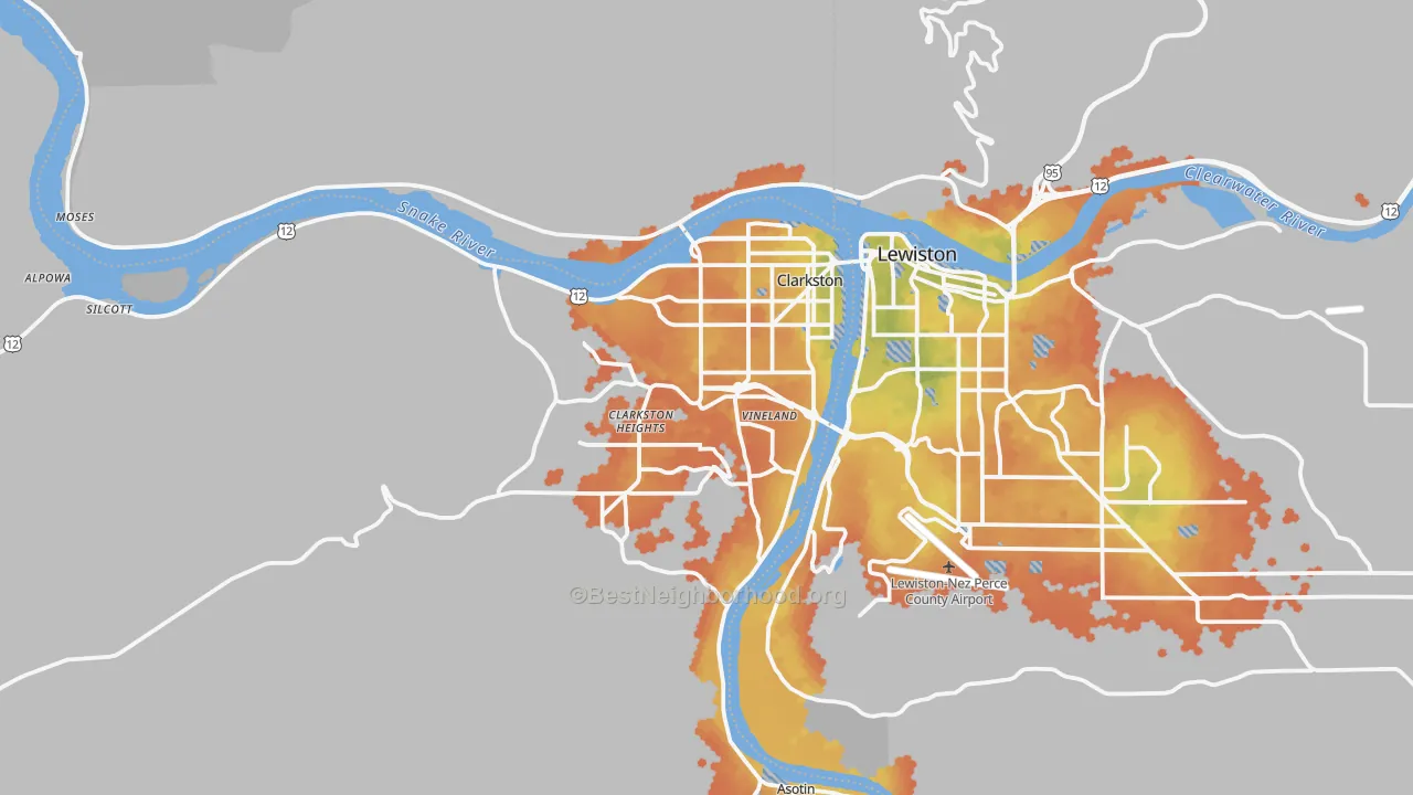 Bike Grade map of 99403, WA
