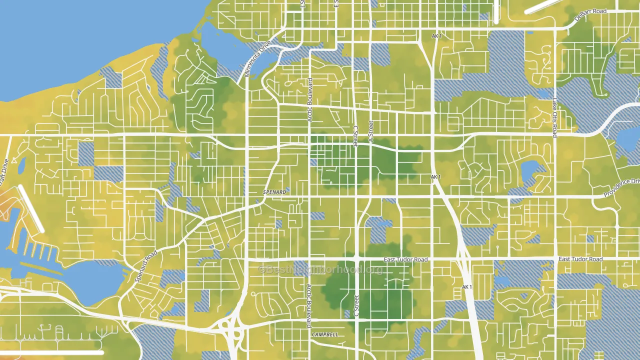 Bike Grade map of 99503, AK