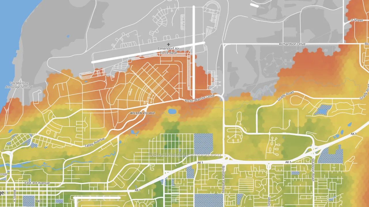 Bike Grade map of 99506, AK