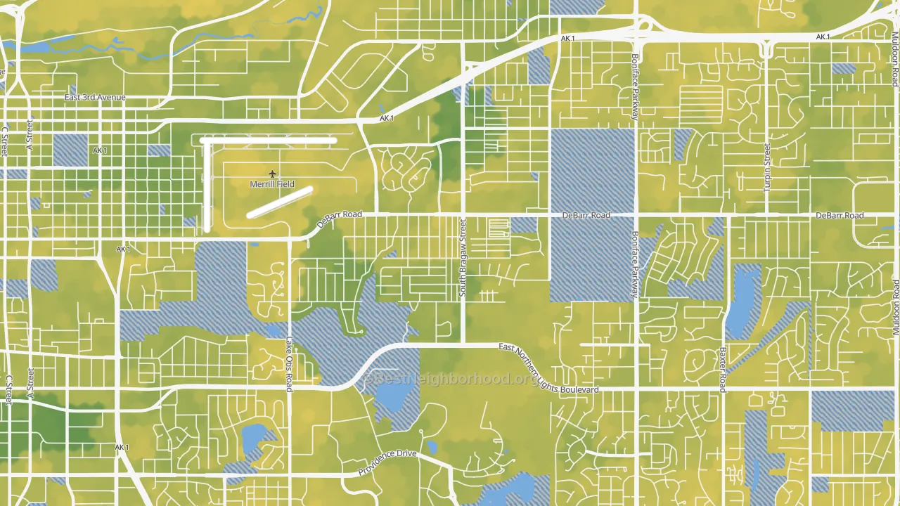 Bike Grade map of 99508, AK