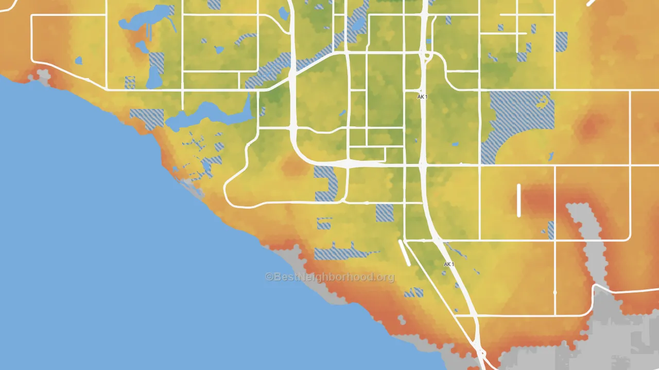 Bike Grade map of 99515, AK