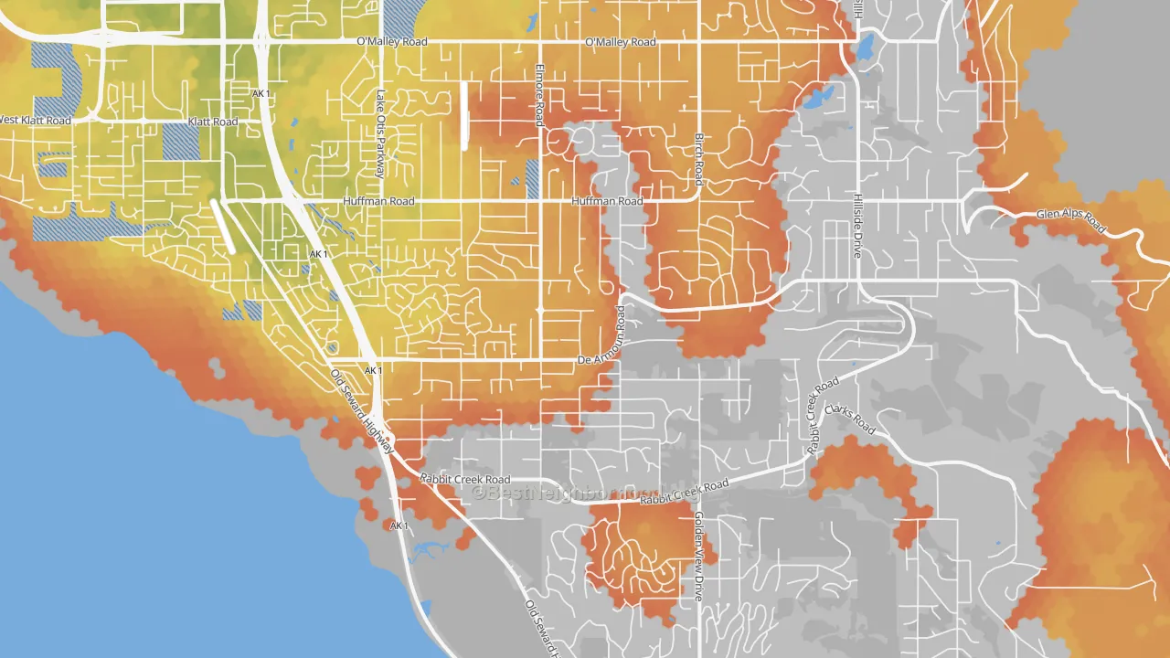 Bike Grade map of 99516, AK