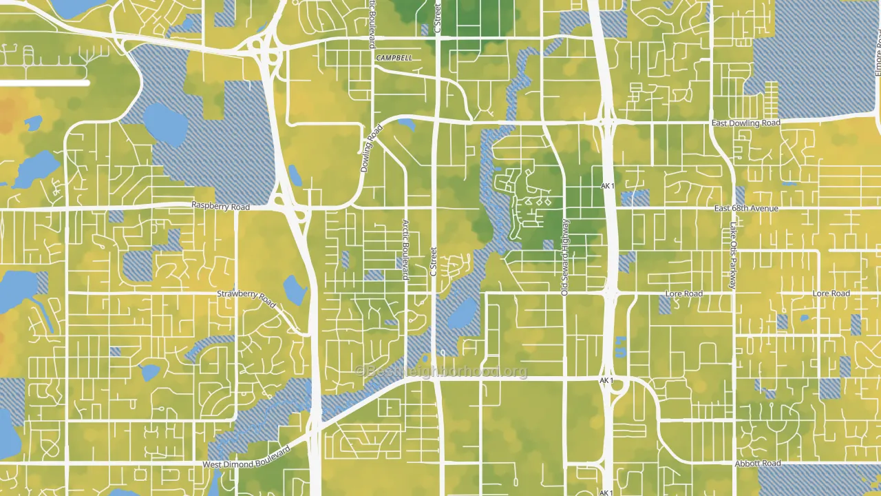 Bike Grade map of 99518, AK