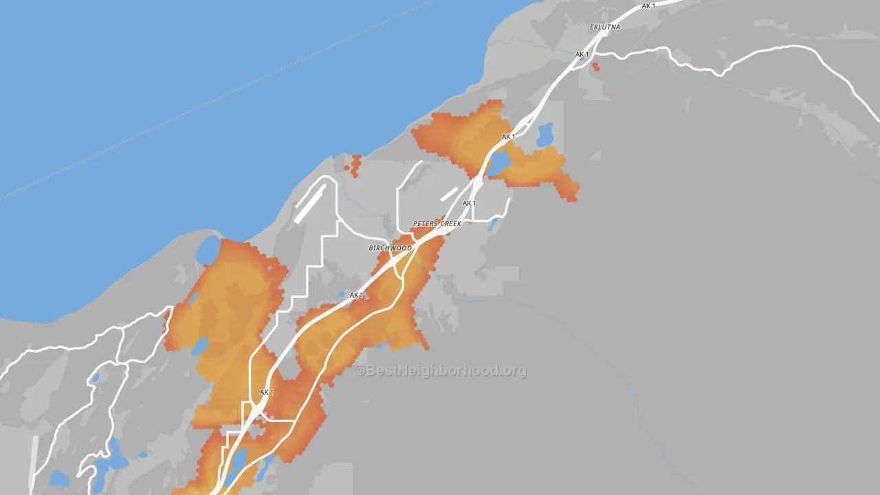 Bike Grade map of 99567, AK