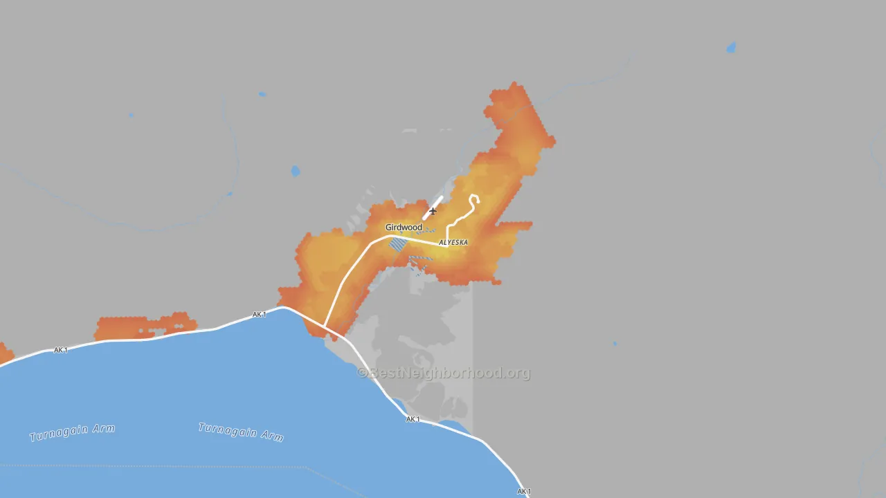 Bike Grade map of 99587, AK