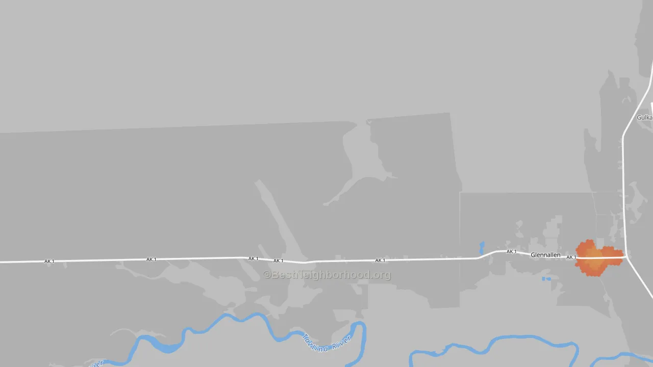 Bike Grade map of 99588, AK