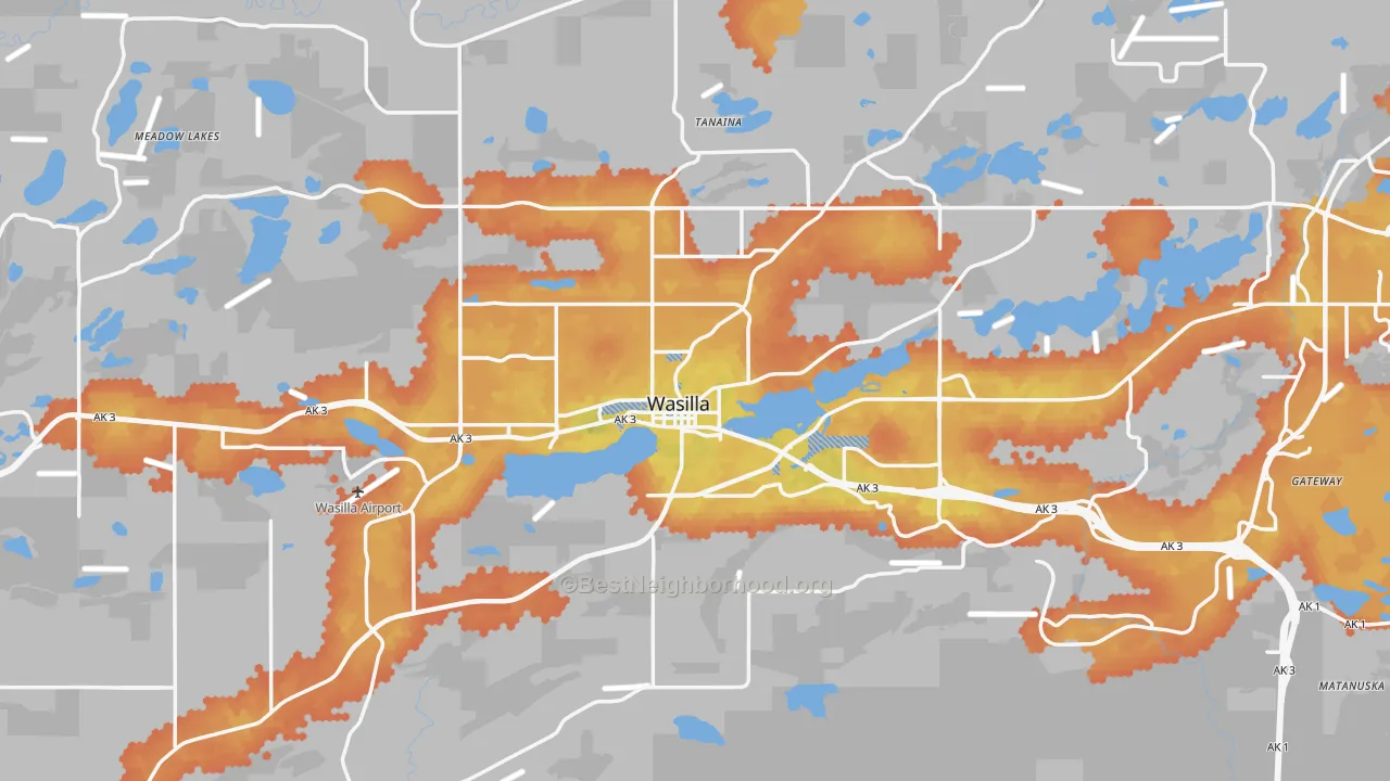 Bike Grade map of 99654, AK