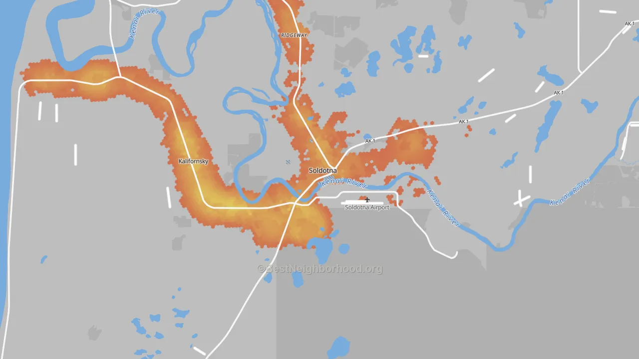 Bike Grade map of 99669, AK