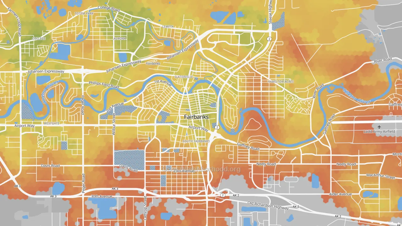 Bike Grade map of 99701, AK