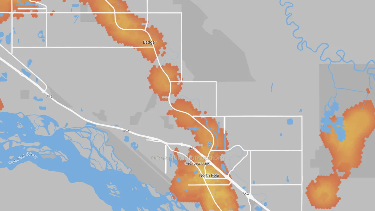 Bike Grade map of 99705, AK