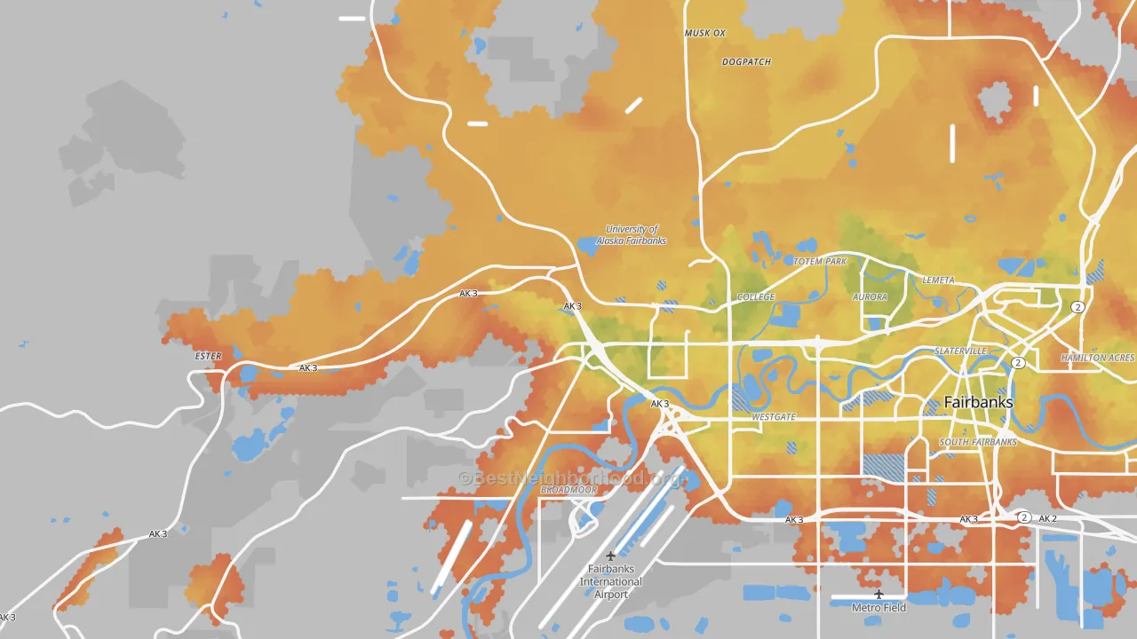 Bike Grade map of 99709, AK