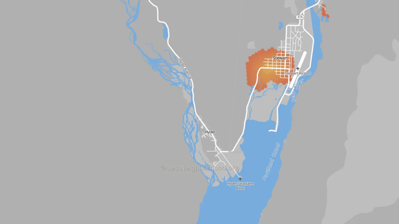 Bike Grade map of 99923, AK