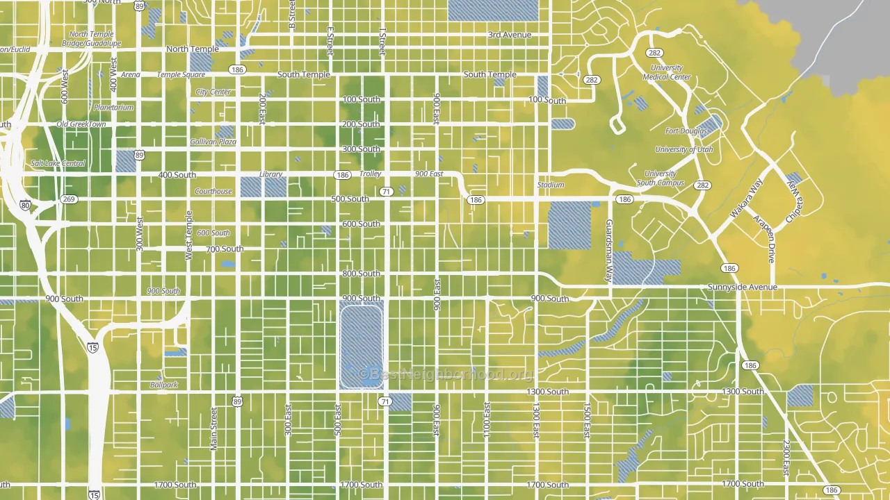 Bike Grade map of 9th and 9th, Salt Lake City, UT