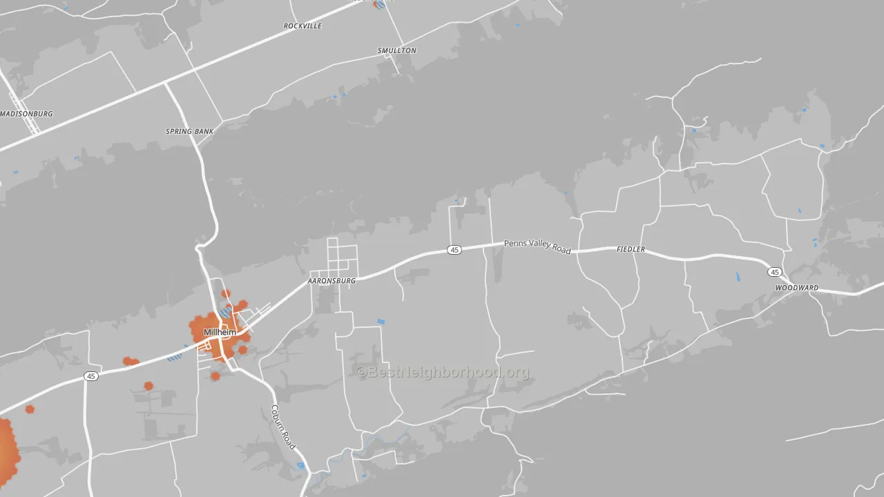 Bike Grade map of Aaronsburg, PA