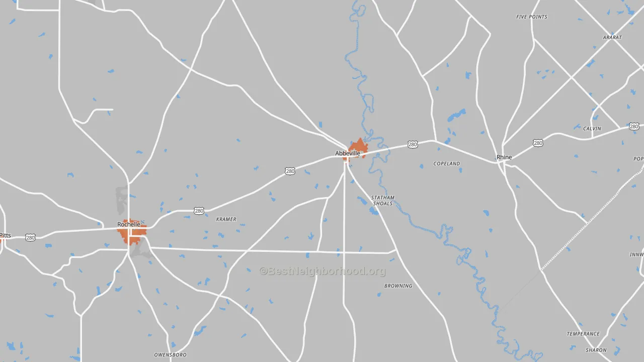 Bike Grade map of Abbeville, GA
