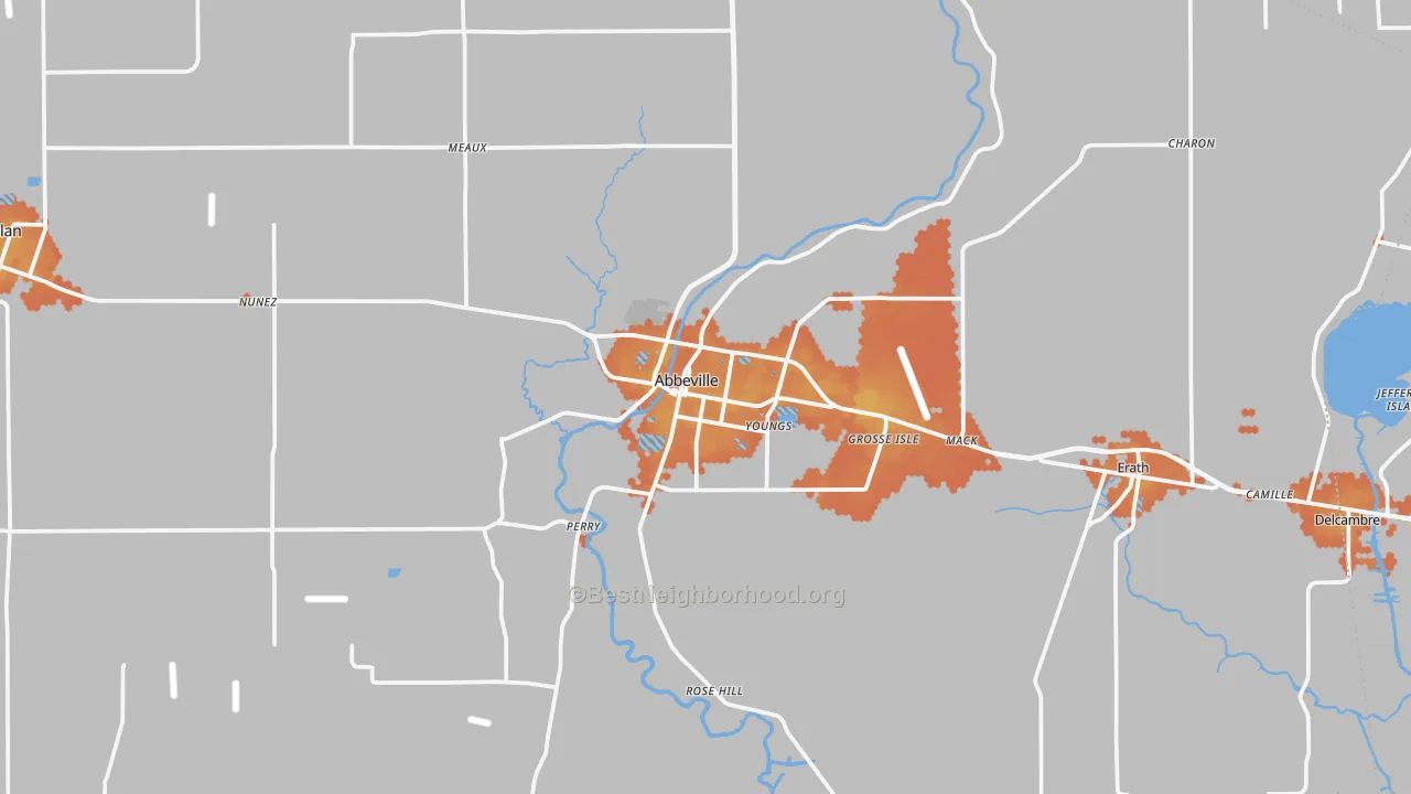 Bike Grade map of Abbeville, LA