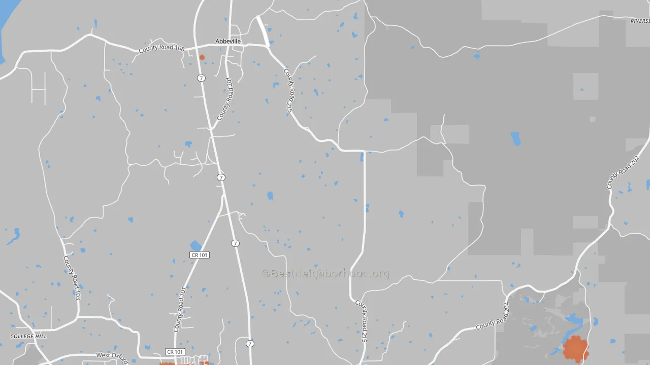 Bike Grade map of Abbeville, MS