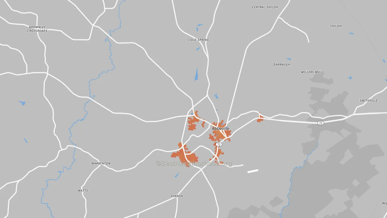 Bike Grade map of Abbeville, SC