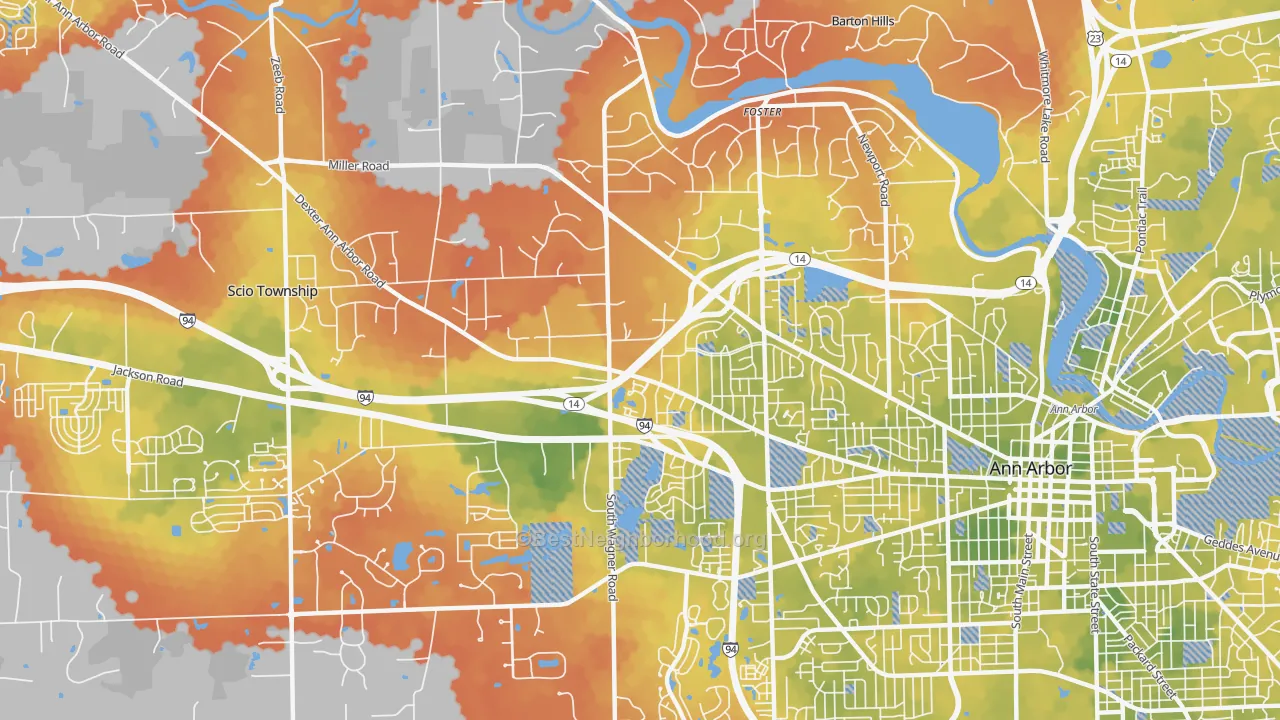 Bike Grade map of Abbot, Ann Arbor, MI