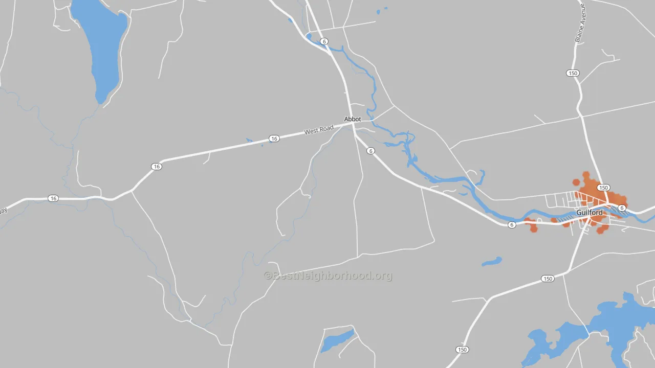 Bike Grade map of Abbot Village, ME