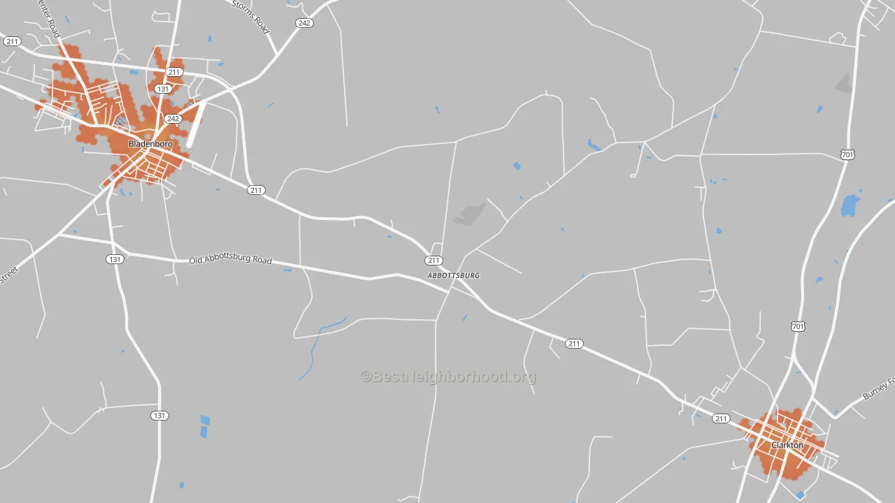 Bike Grade map of Abbottsburg, NC