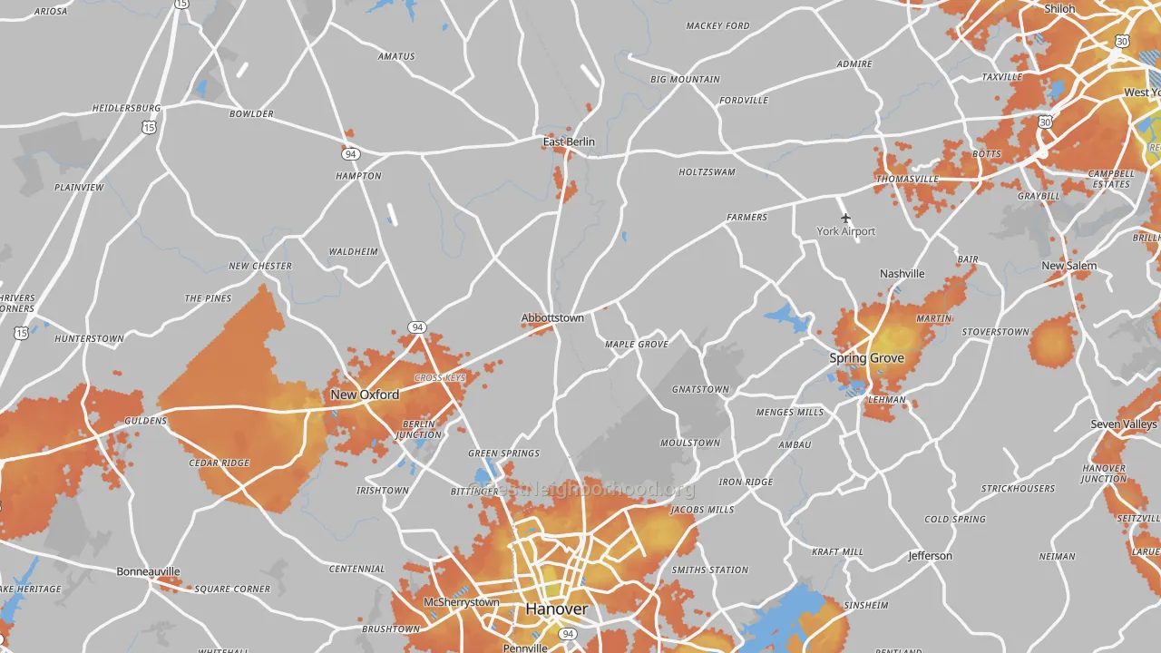 Bike Grade map of Abbottstown, PA