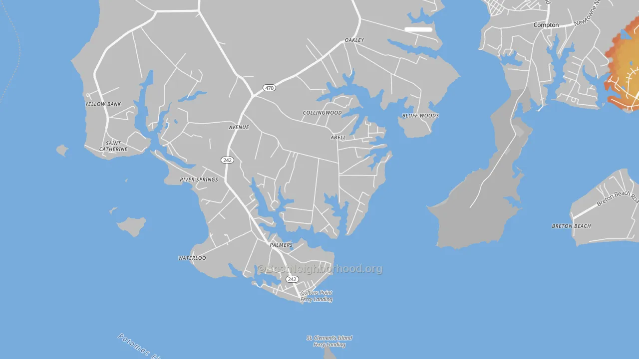 Bike Grade map of Abell, MD