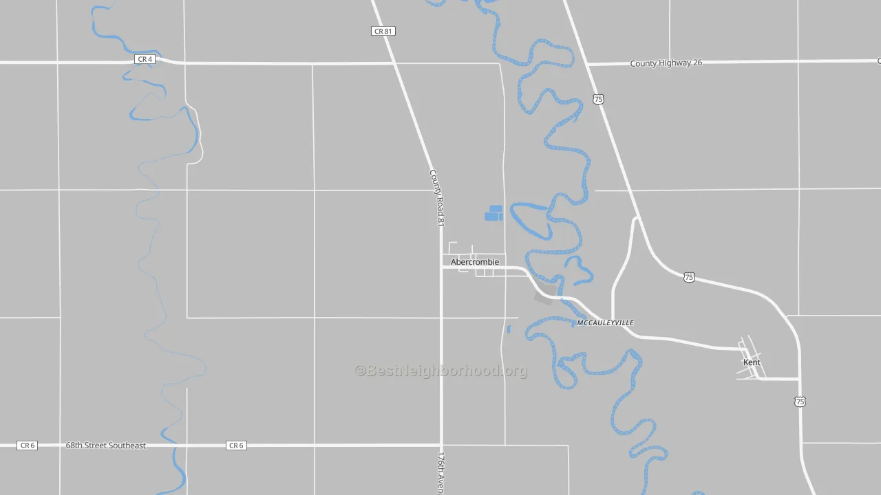 Bike Grade map of Abercrombie, ND