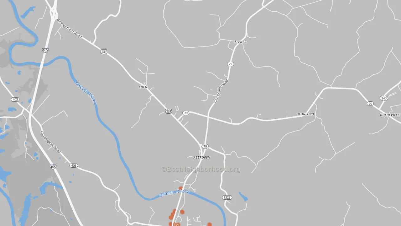Bike Grade map of Aberdeen, KY