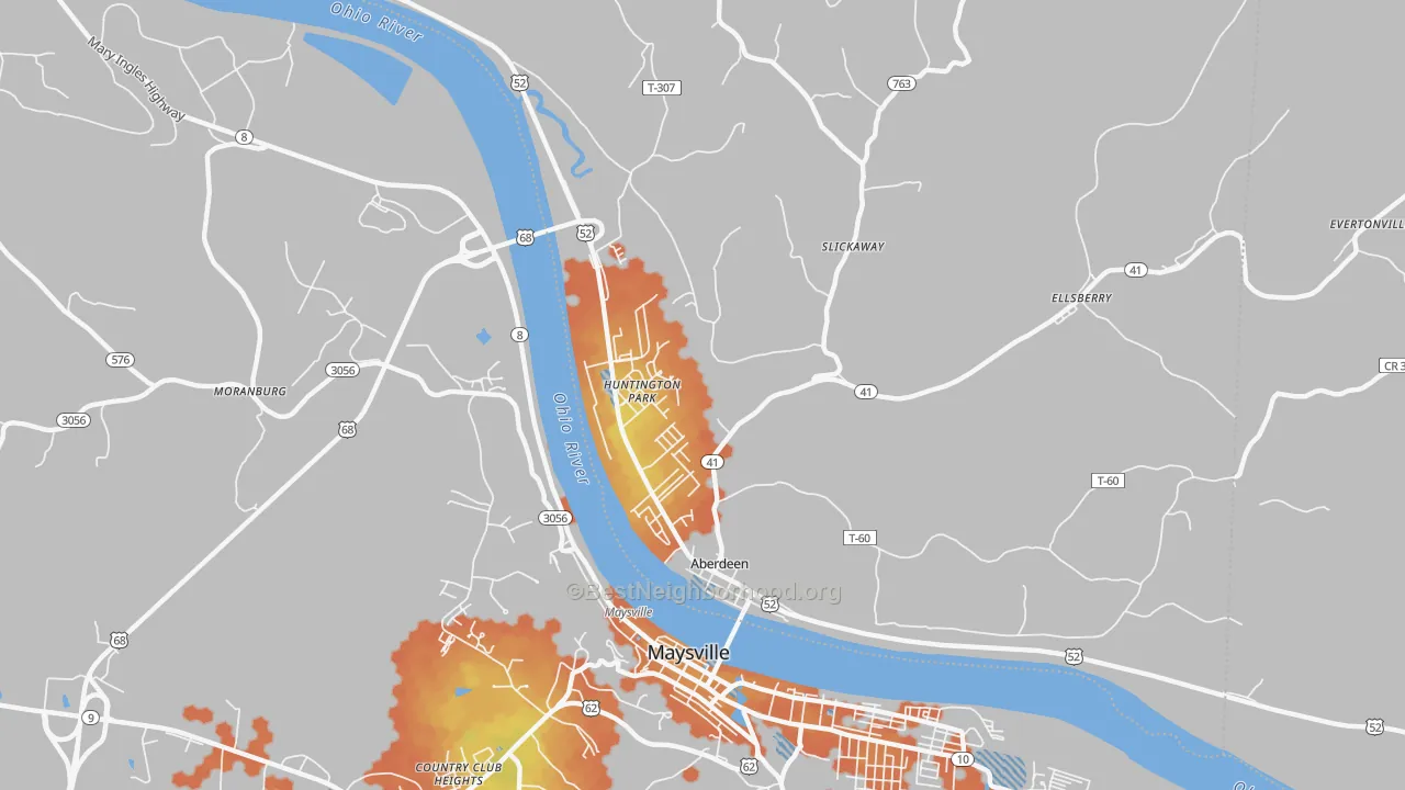 Bike Grade map of Aberdeen, OH