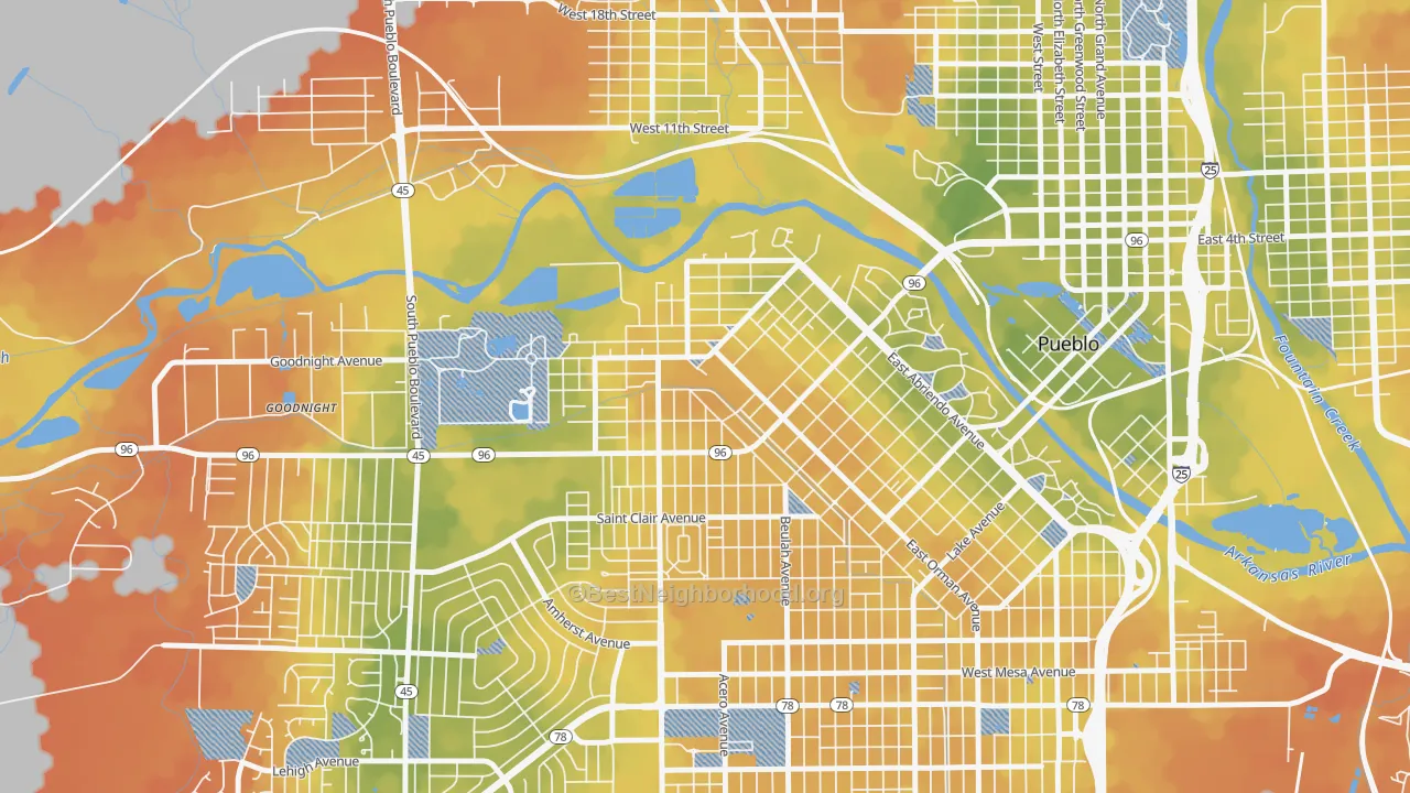 Bike Grade map of Aberdeen, Pueblo, CO