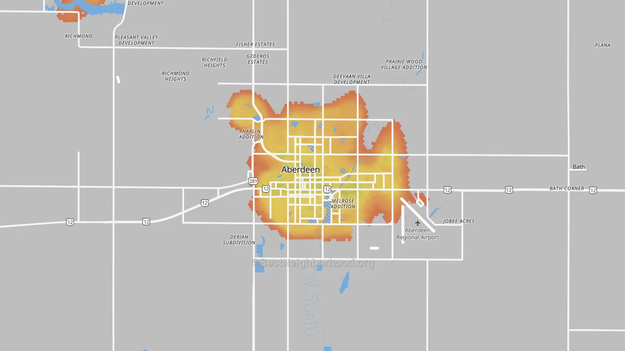 Bike Grade map of Aberdeen, SD