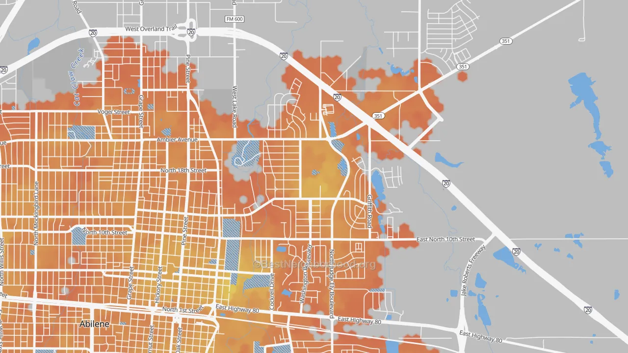Bike Grade map of Abilene Heights Area, Abilene, TX