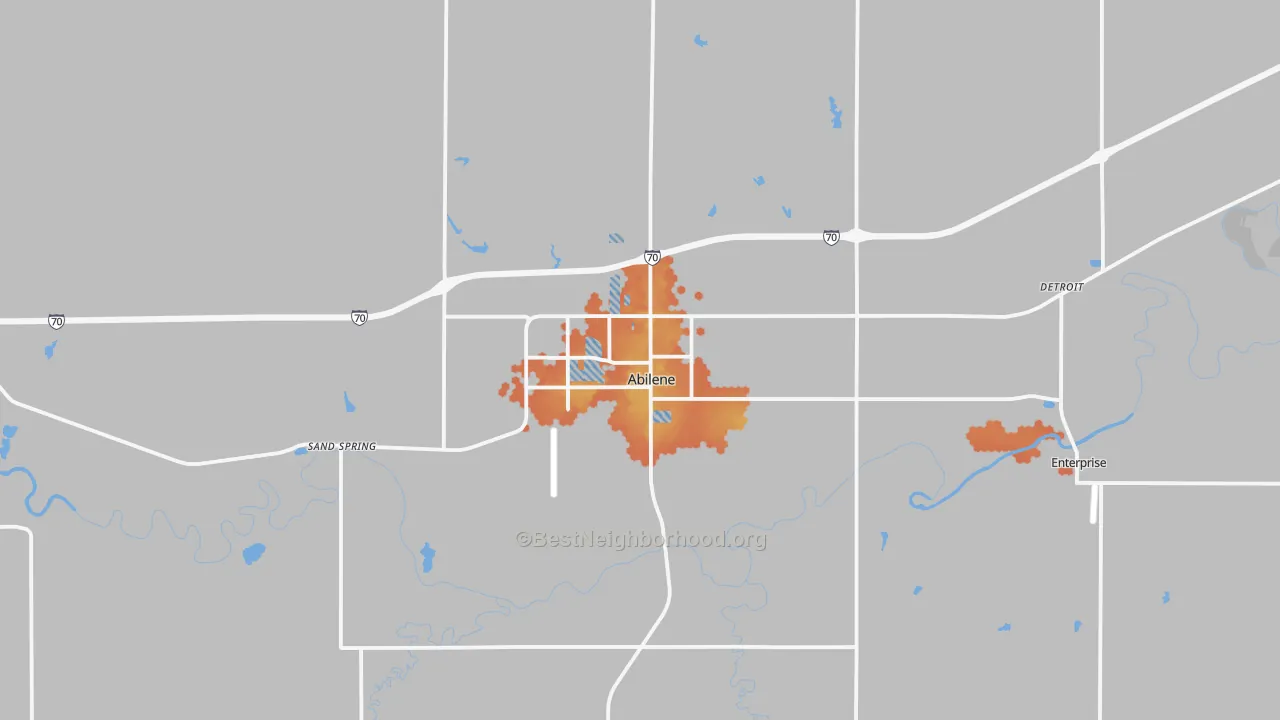 Bike Grade map of Abilene, KS