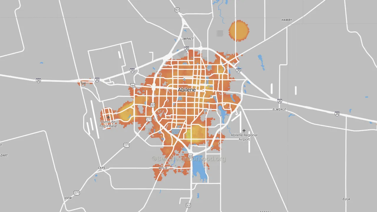 Bike Grade map of Abilene, TX
