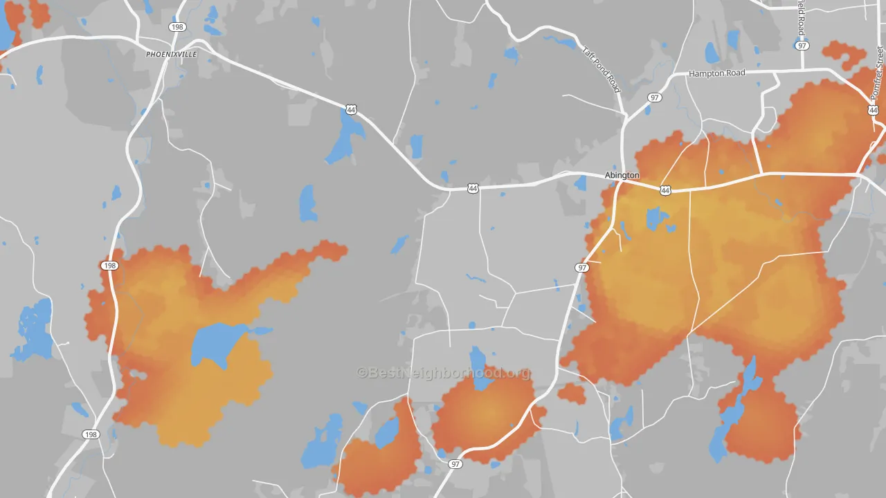 Bike Grade map of Abington, CT