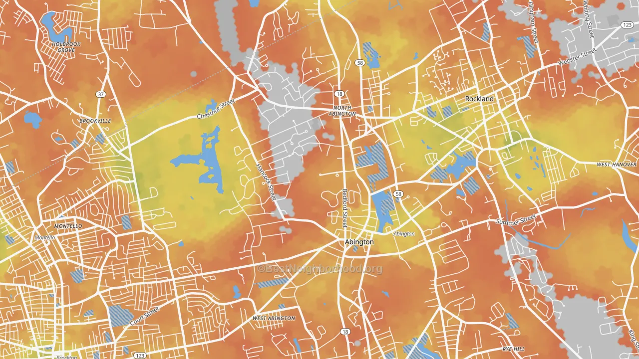 Bike Grade map of Abington, MA