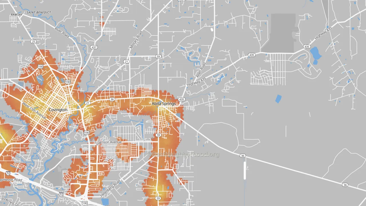 Bike Grade map of Abita Springs, LA
