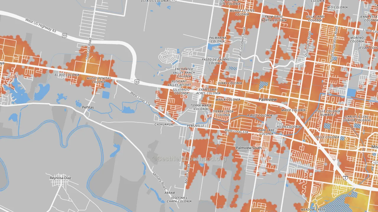 Bike Grade map of Abram-Perezville, Mission, TX