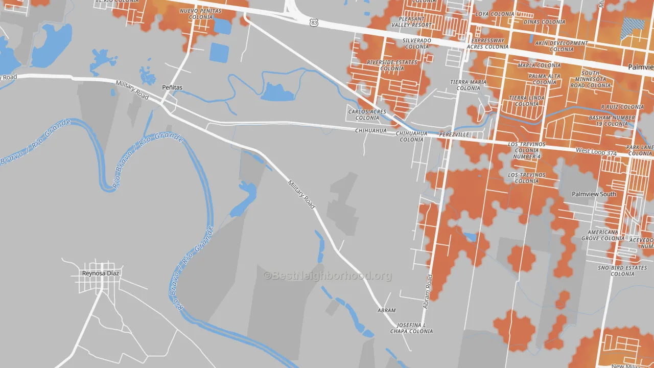 Bike Grade map of Abram, TX