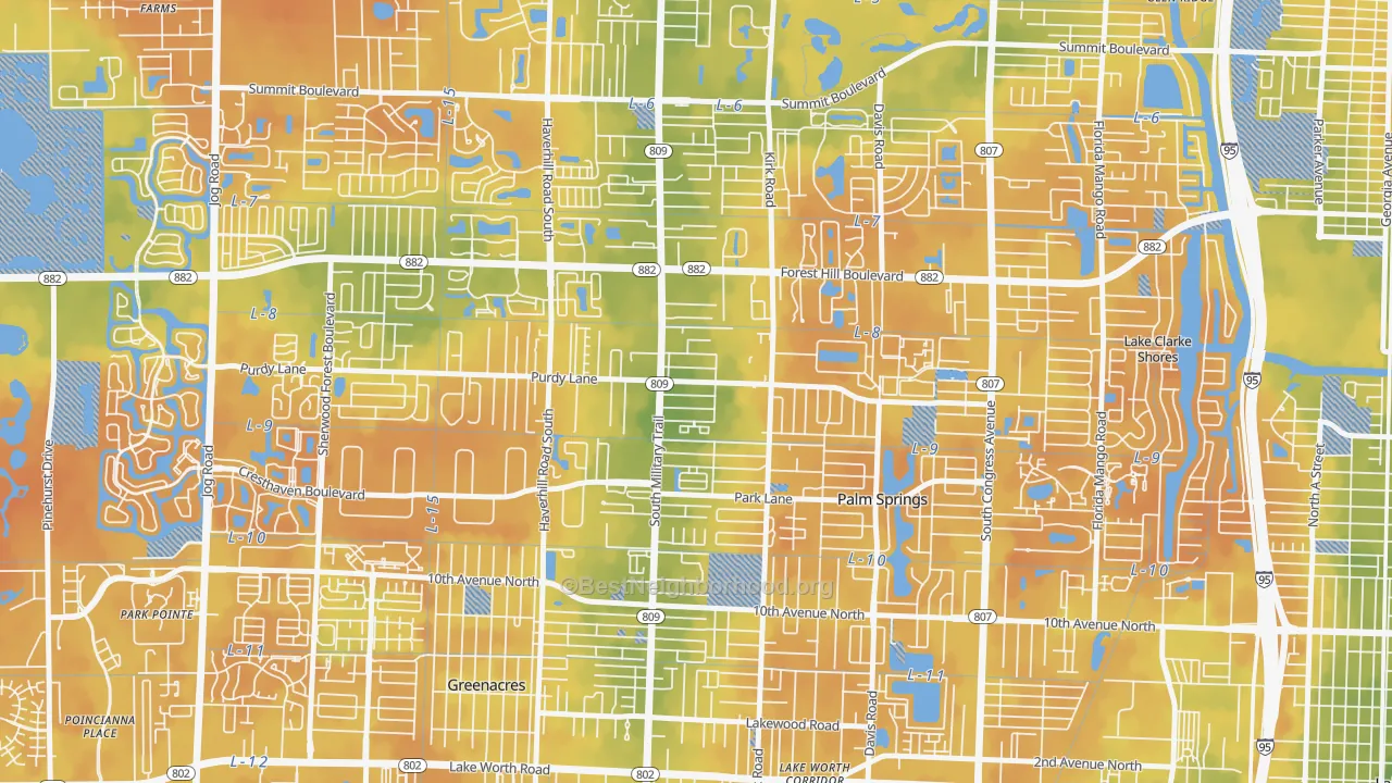 Bike Grade map of Acacia Villas, FL