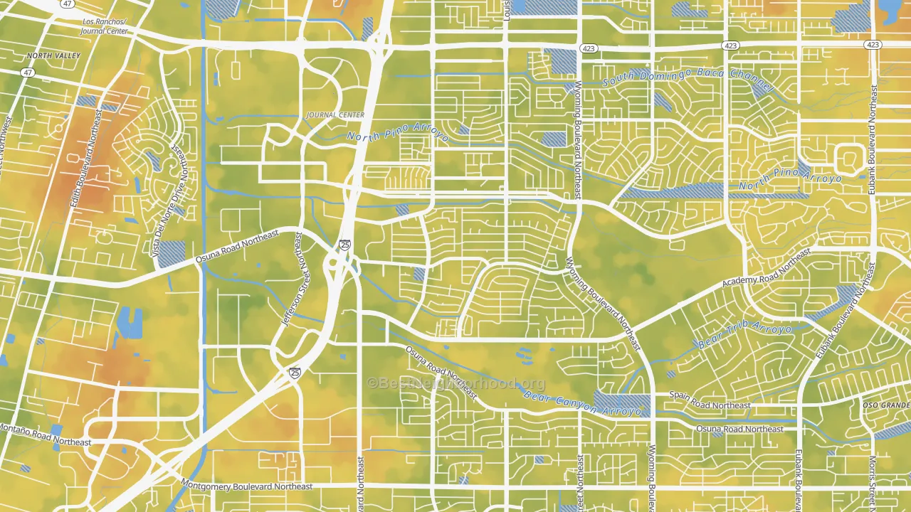 Bike Grade map of Academy Acres North, Albuquerque, NM