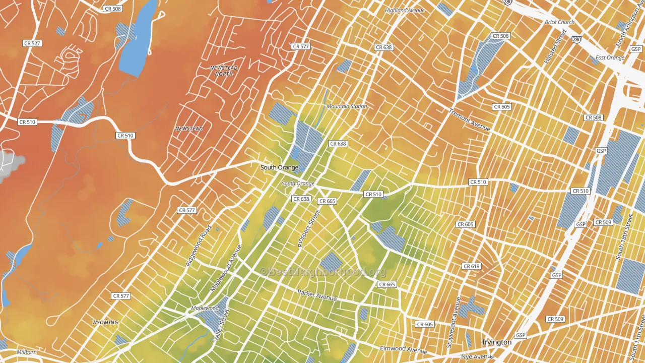Bike Grade map of Academy Heights, Orange, NJ