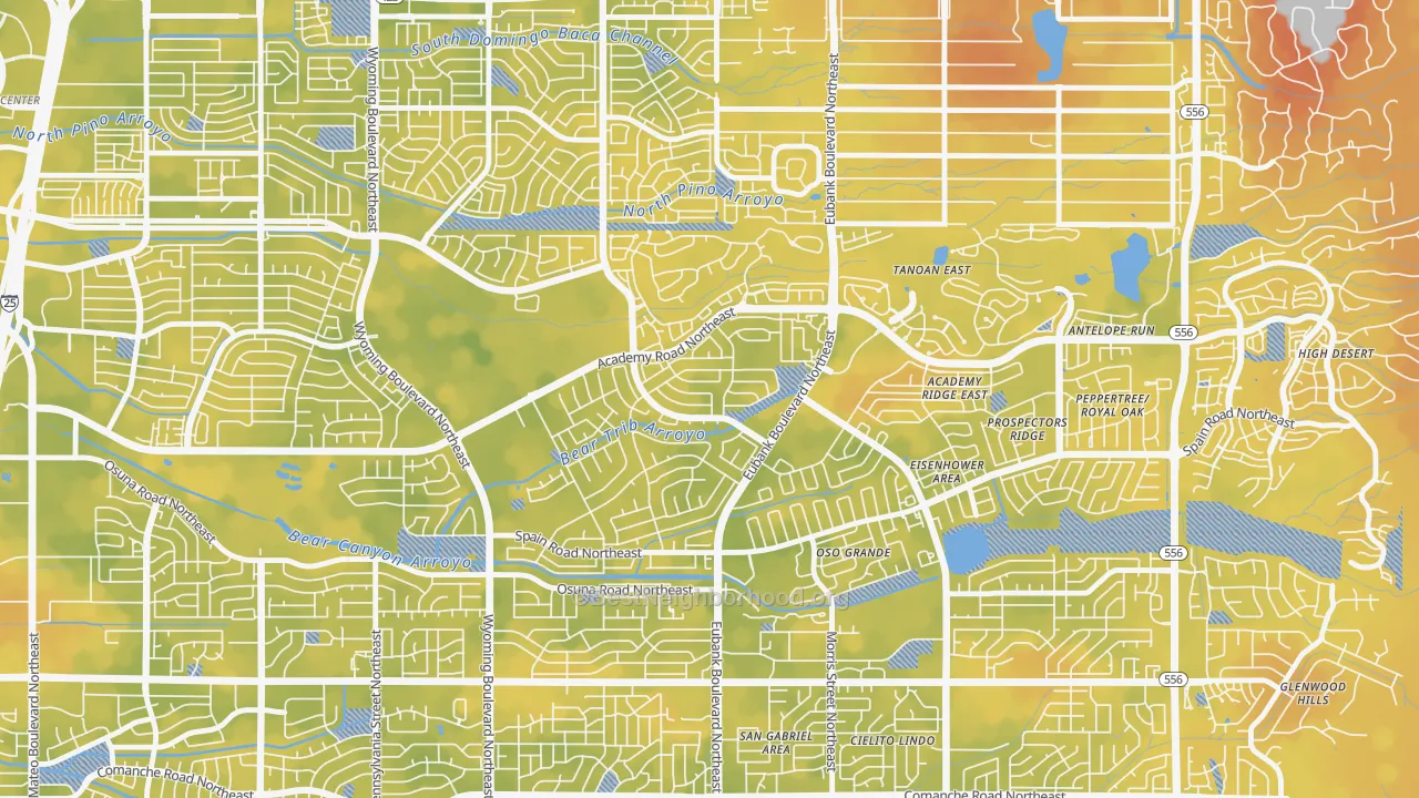 Bike Grade map of Academy Hills Park, Albuquerque, NM