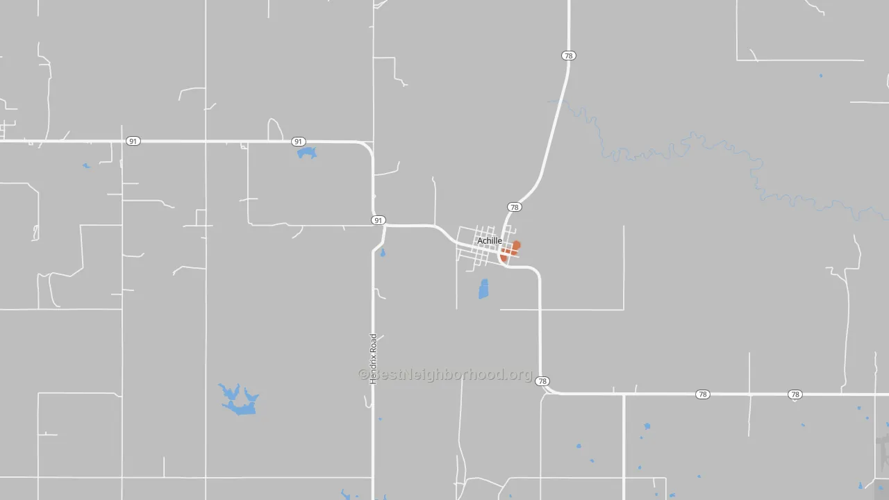 Bike Grade map of Achille, OK