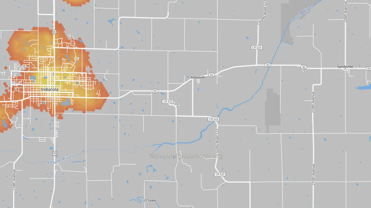 Bike Grade map of Ackworth, IA
