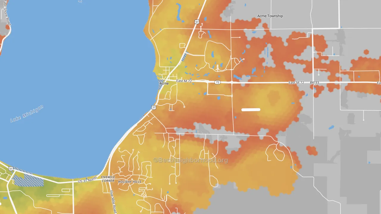 Bike Grade map of Acme, MI