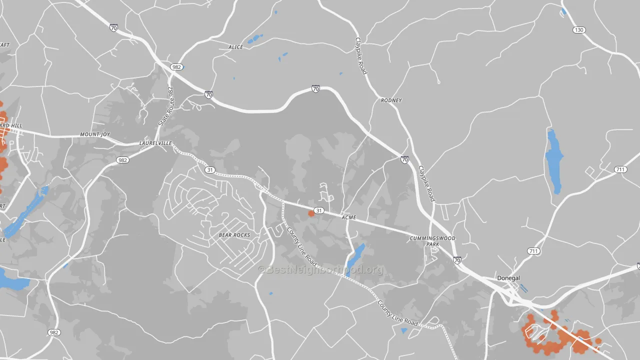 Bike Grade map of Acme, PA
