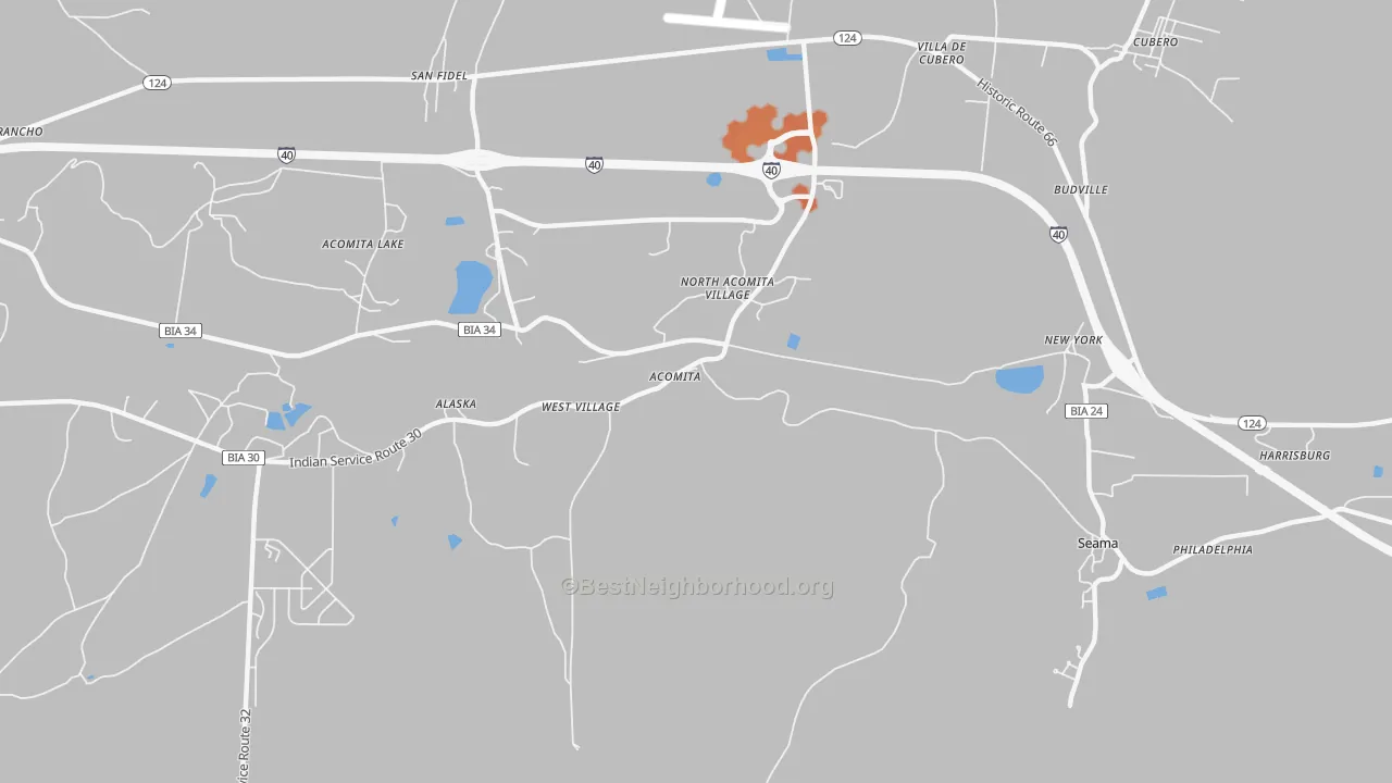 Bike Grade map of Acoma Pueblo, NM