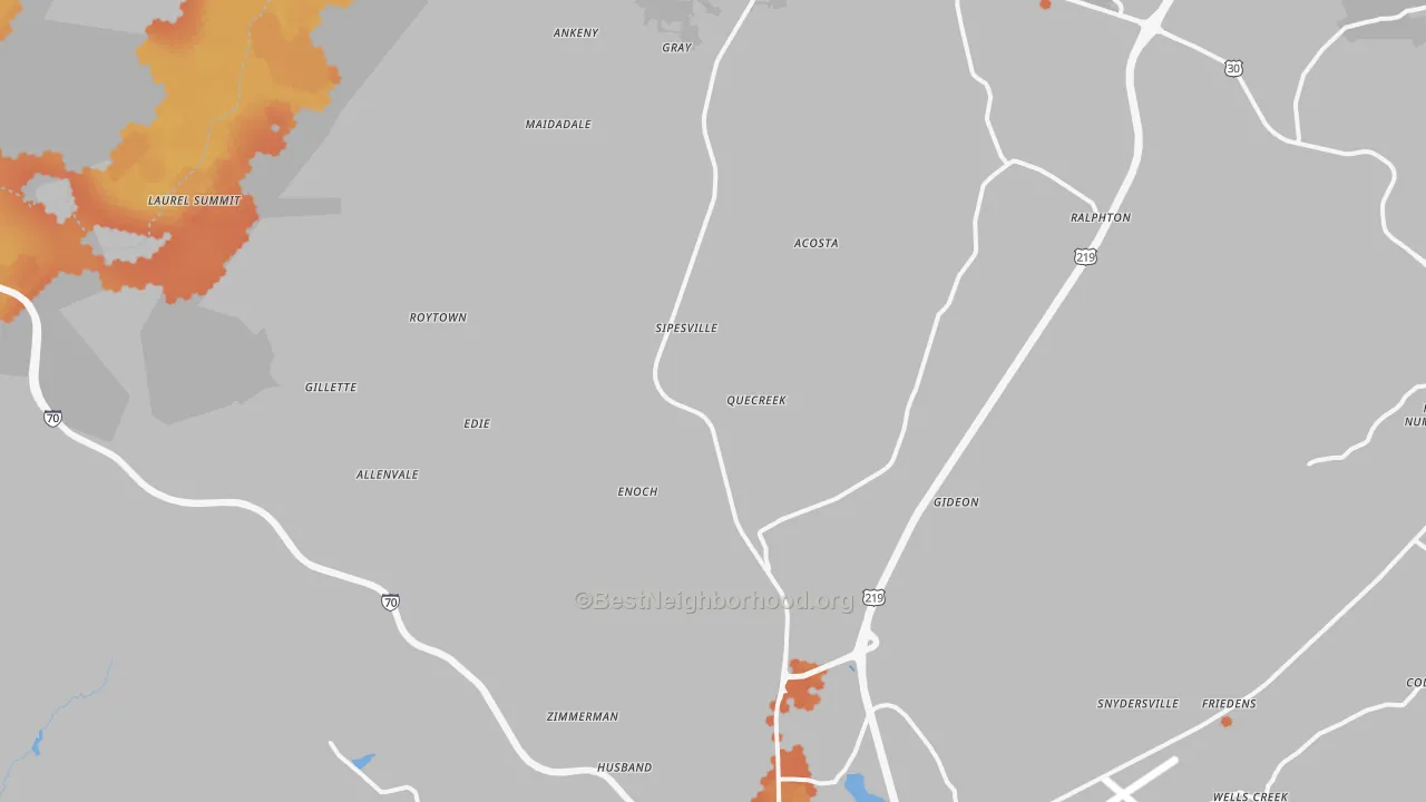 Bike Grade map of Acosta, PA